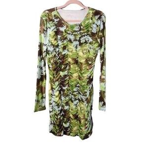 Future Collective Bodycon Dress Womens Size Sm Green Chiffon Lined Ruched New